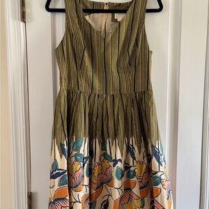 Anthropologie Maeve Lucia Fit-and-Flare Floral and Striped Dress
